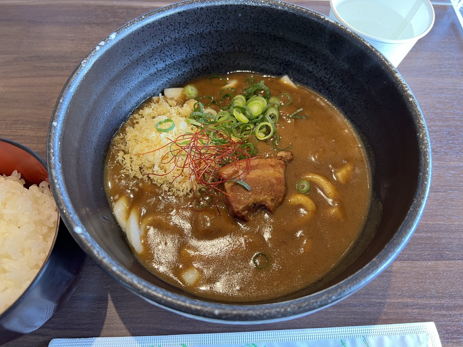 御在所ロープウェイ山上公園駅でいただいたカレーうどんとごはん 御在所岳 ヤマカルテ