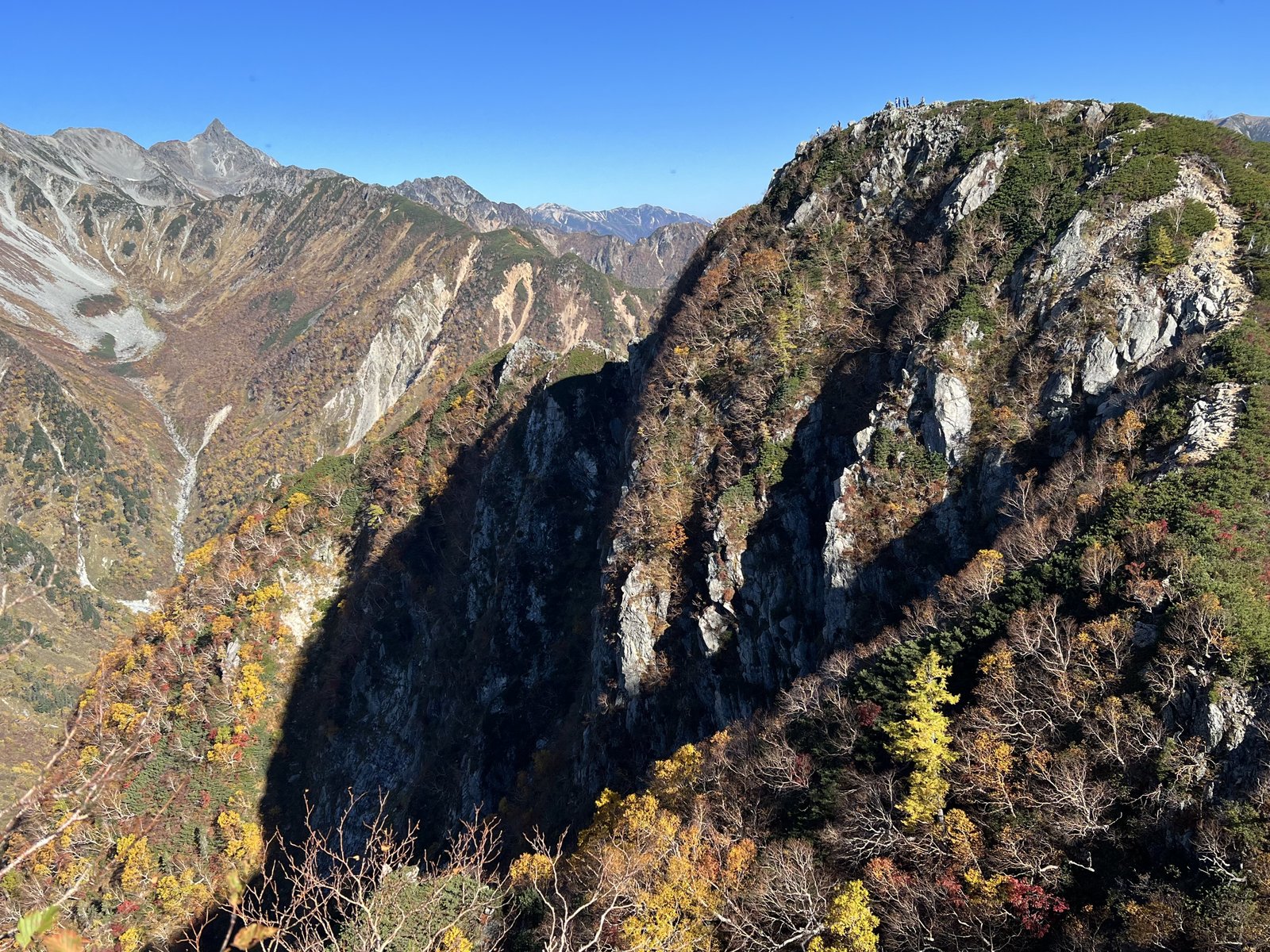 屏風の耳から見た屏風の頭と槍ヶ岳 パノラマコースから寄り道