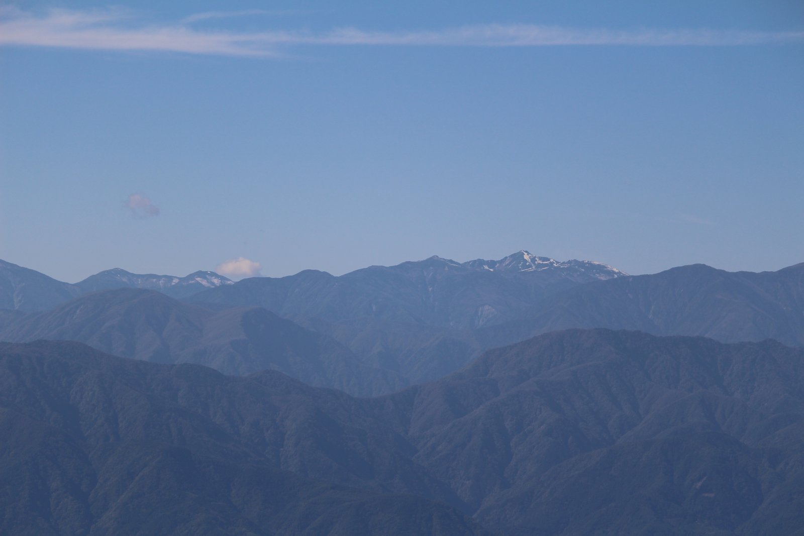 竜ヶ岳から見た前小河内岳・蝙蝠岳・塩見岳 南アルプス ヤマカルテ
