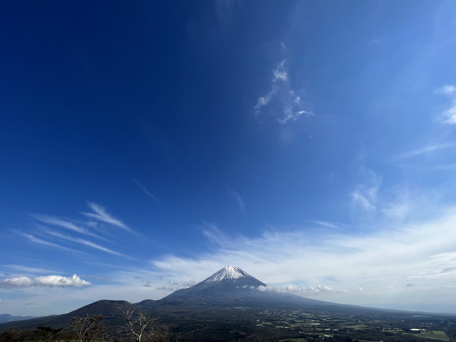 竜ヶ岳の展望台から見た突き抜ける青空と富士山 ヤマカルテ