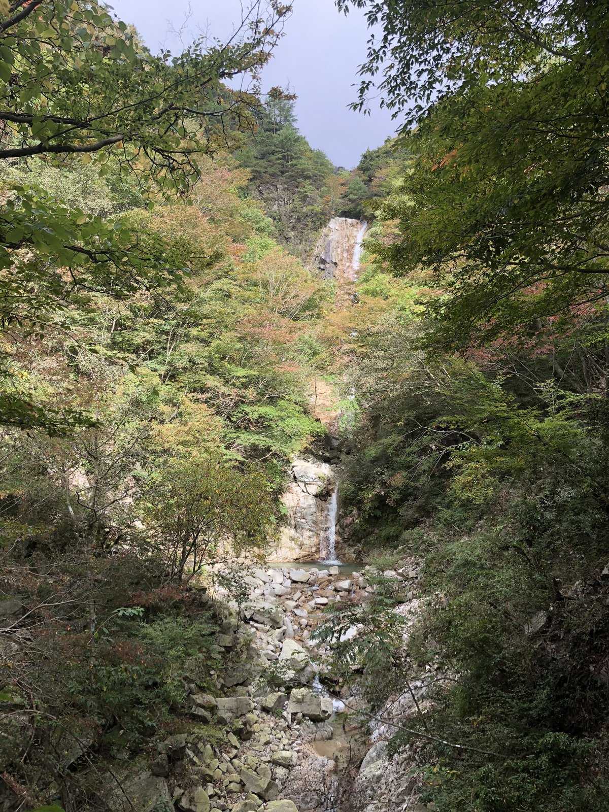 釈迦ヶ岳 庵座谷の奥に見えてきた庵座の大滝 ヤマカルテ