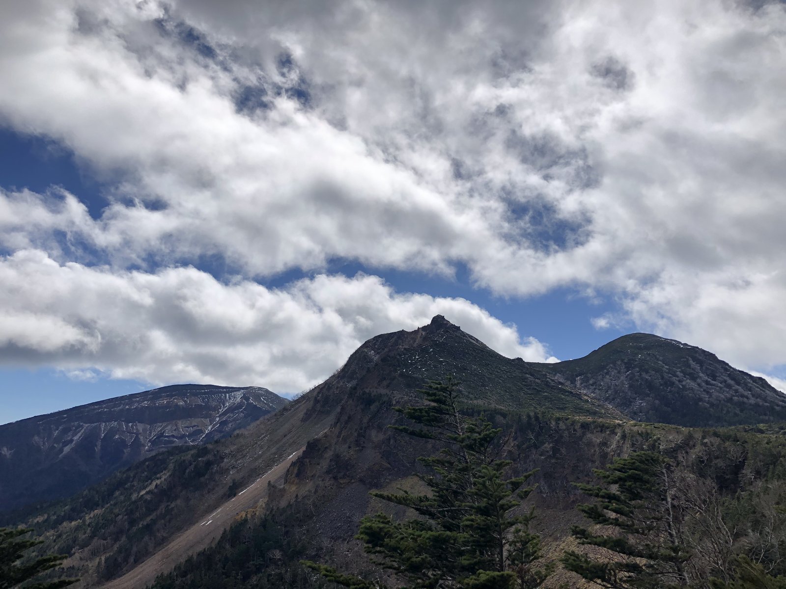 中山峠から見た硫黄岳と天狗岳の東峰・西峰 北八ヶ岳から南八ヶ岳を望む ヤマカルテ