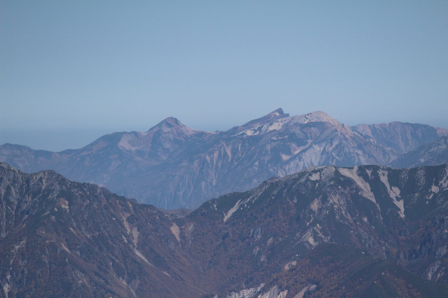 槍ヶ岳から見た旭岳と白馬岳 後立山連峰