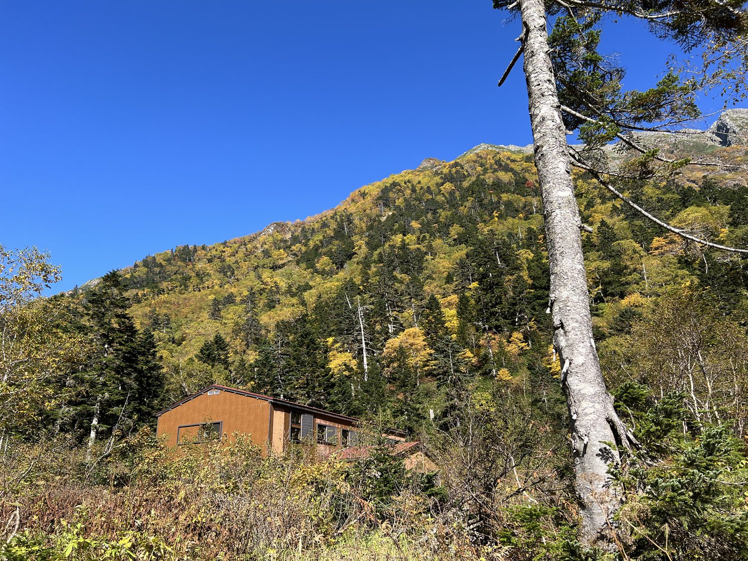 飛騨沢ルートの下山途中に立ち寄った槍平小屋 北アルプス